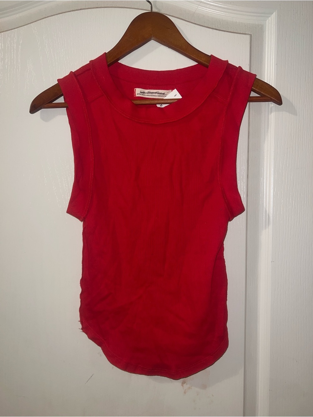 We The Free Red Ribbed Tank Top